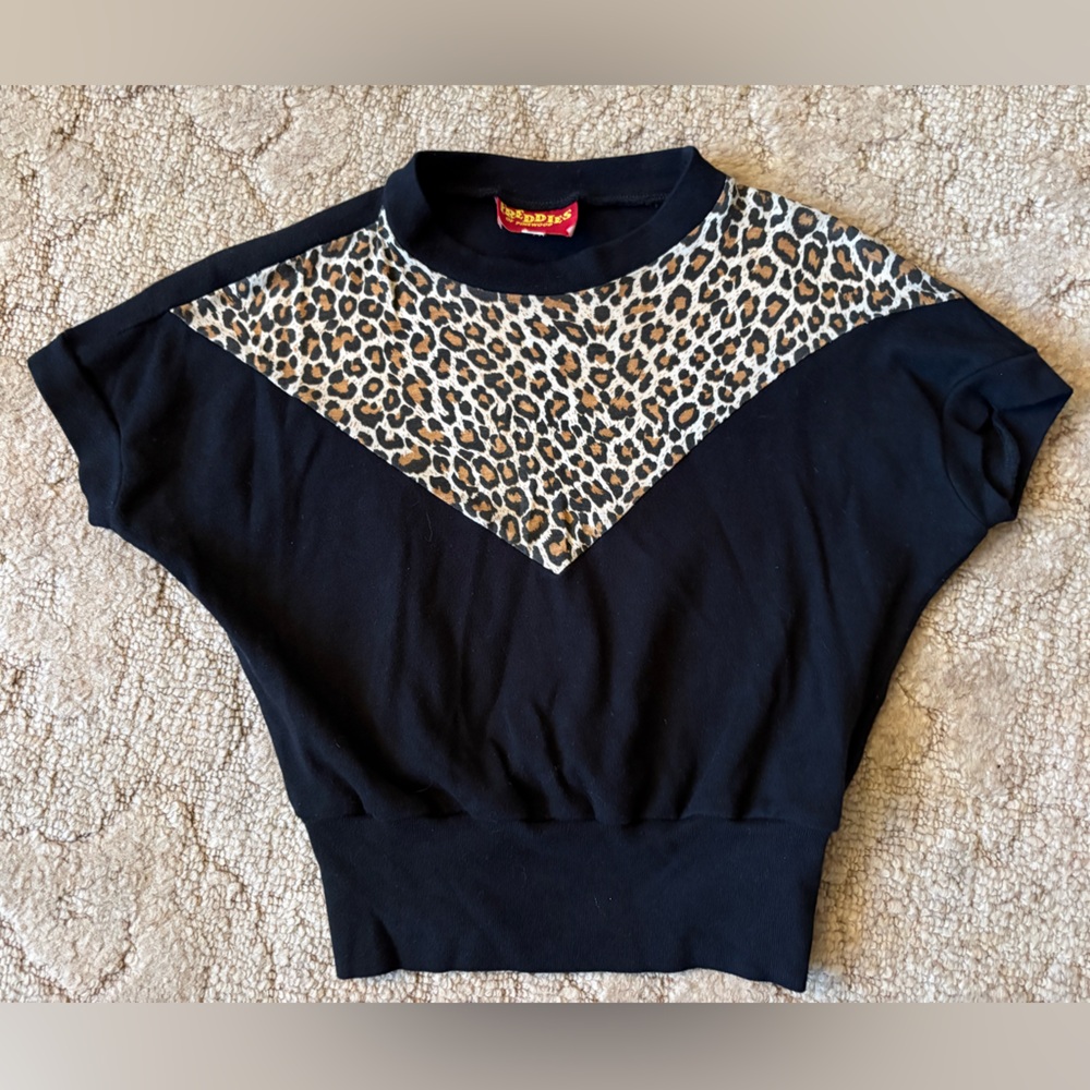Leopard Print Black Vintage style Crop Top